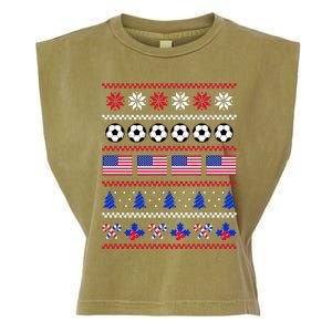 American Flag Soccer Ugly Christmas Sweater America USA Garment-Dyed Women's Muscle Tee