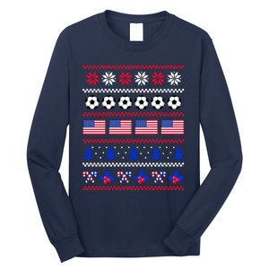 American Flag Soccer Ugly Christmas Sweater America USA Long Sleeve Shirt