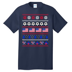 American Flag Soccer Ugly Christmas Sweater America USA Tall T-Shirt