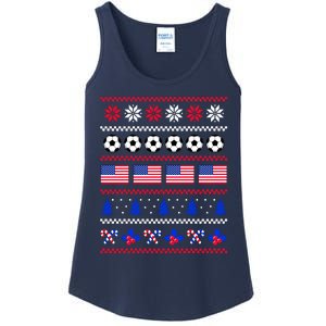 American Flag Soccer Ugly Christmas Sweater America USA Ladies Essential Tank