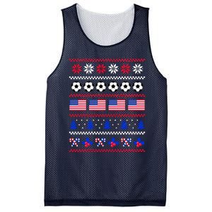 American Flag Soccer Ugly Christmas Sweater America USA Mesh Reversible Basketball Jersey Tank