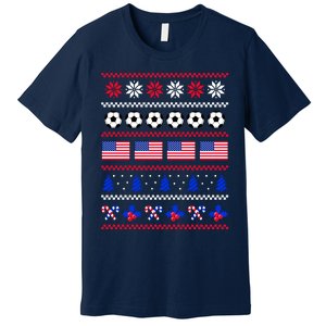 American Flag Soccer Ugly Christmas Sweater America USA Premium T-Shirt