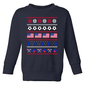 American Flag Soccer Ugly Christmas Sweater America USA Toddler Sweatshirt