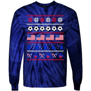 American Flag Soccer Ugly Christmas Sweater America USA Tie-Dye Long Sleeve Shirt