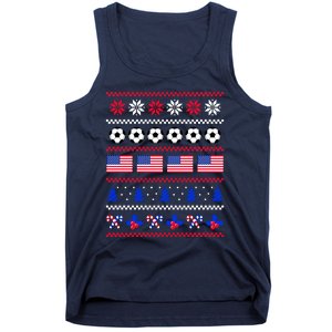 American Flag Soccer Ugly Christmas Sweater America USA Tank Top