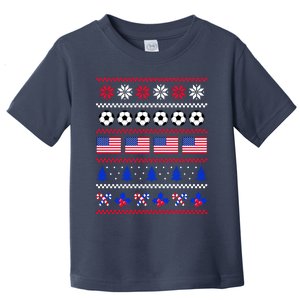 American Flag Soccer Ugly Christmas Sweater America USA Toddler T-Shirt