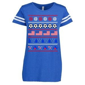 American Flag Soccer Ugly Christmas Sweater America USA Enza Ladies Jersey Football T-Shirt