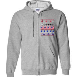 American Flag Soccer Ugly Christmas Sweater America USA Full Zip Hoodie