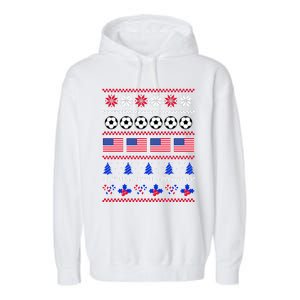 American Flag Soccer Ugly Christmas Sweater America USA Garment-Dyed Fleece Hoodie