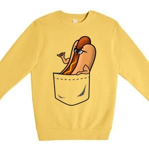 Awesome Funny Shaka Hot Dog In A Pocket Gift Premium Crewneck Sweatshirt