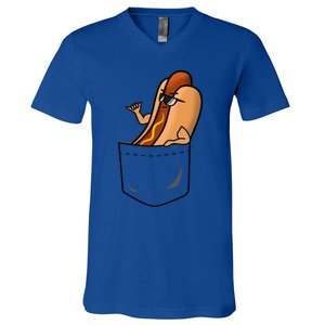 Awesome Funny Shaka Hot Dog In A Pocket Gift V-Neck T-Shirt