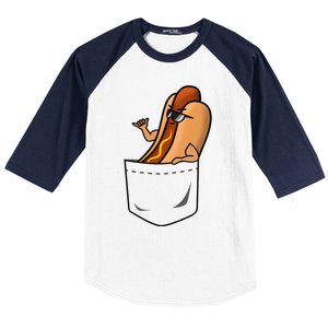 Awesome Funny Shaka Hot Dog In A Pocket Gift Baseball Sleeve Shirt