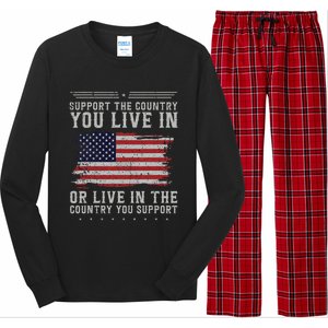 American Flag Support The Country You Live In Usa Long Sleeve Pajama Set