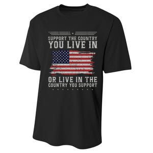 American Flag Support The Country You Live In Usa Performance Sprint T-Shirt