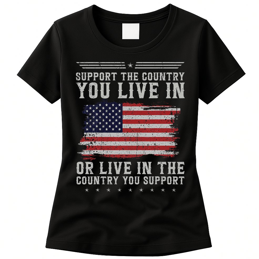 American Flag Support The Country You Live In Usa Womens T-Shirt