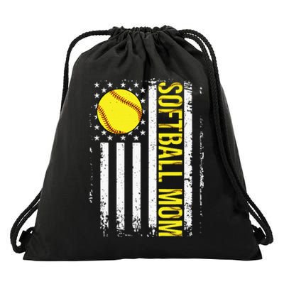 American Flag Softball Team Softball Mom Mothers Day Drawstring Bag