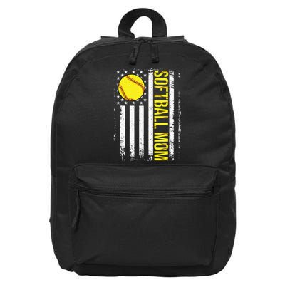 American Flag Softball Team Softball Mom Mothers Day 16 in Basic Backpack