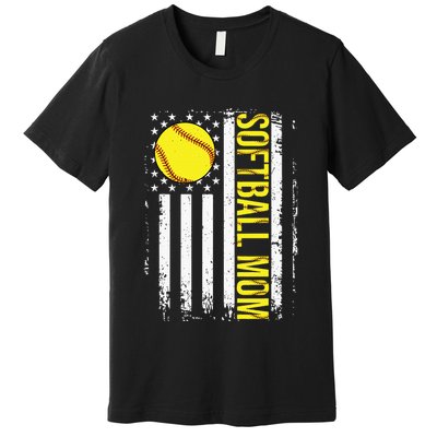 American Flag Softball Team Softball Mom Mothers Day Premium T-Shirt