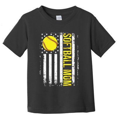 American Flag Softball Team Softball Mom Mothers Day Toddler T-Shirt