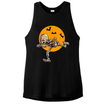 American Football Skeleton Halloween Football Fan Ladies PosiCharge Tri-Blend Wicking Tank