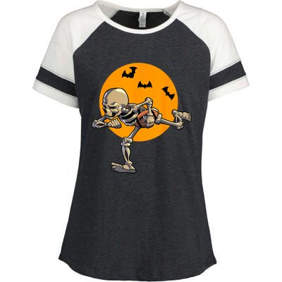 American Football Skeleton Halloween Football Fan Enza Ladies Jersey Colorblock Tee