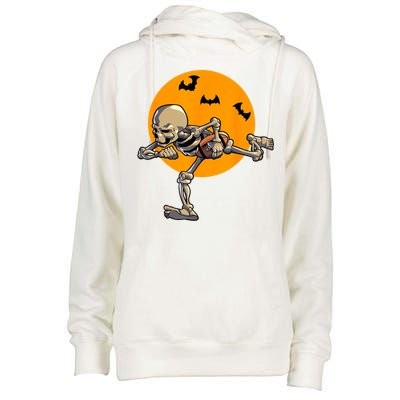 American Football Skeleton Halloween Football Fan Womens Funnel Neck Pullover Hood