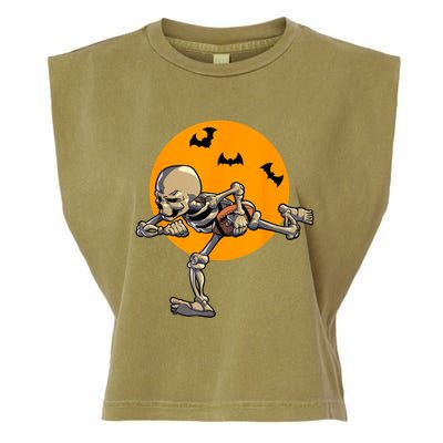 American Football Skeleton Halloween Football Fan Garment-Dyed Women's Muscle Tee