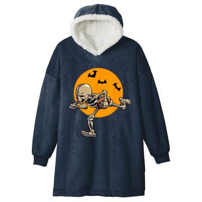 American Football Skeleton Halloween Football Fan Hooded Wearable Blanket