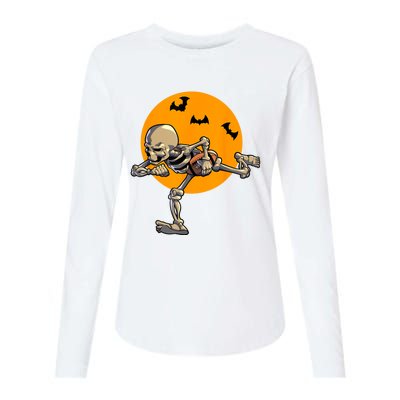 American Football Skeleton Halloween Football Fan Womens Cotton Relaxed Long Sleeve T-Shirt