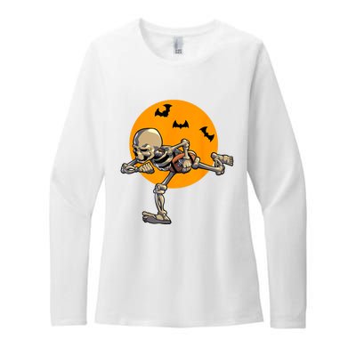 American Football Skeleton Halloween Football Fan Womens CVC Long Sleeve Shirt