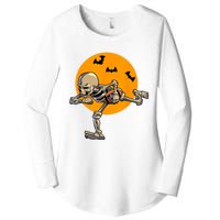 American Football Skeleton Halloween Football Fan Women's Perfect Tri Tunic Long Sleeve Shirt