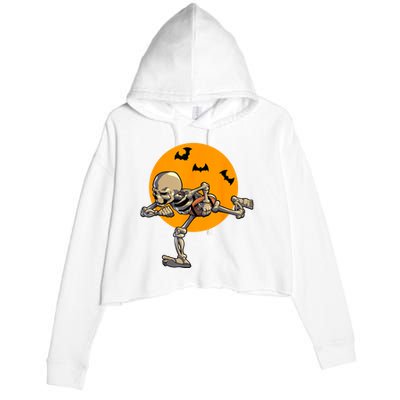 American Football Skeleton Halloween Football Fan Crop Fleece Hoodie