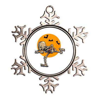 American Football Skeleton Halloween Football Fan Metallic Star Ornament