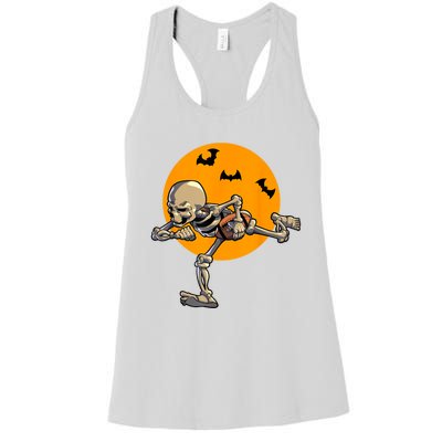 American Football Skeleton Halloween Football Fan Women's Racerback Tank