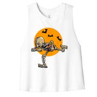 American Football Skeleton Halloween Football Fan Women's Racerback Cropped Tank