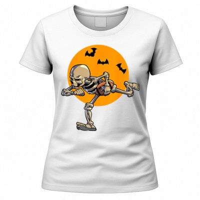 American Football Skeleton Halloween Football Fan Women's T-Shirt