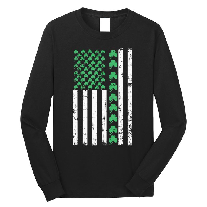 American Flag St Patricks Day Vintage Irish Lucky Long Sleeve Shirt