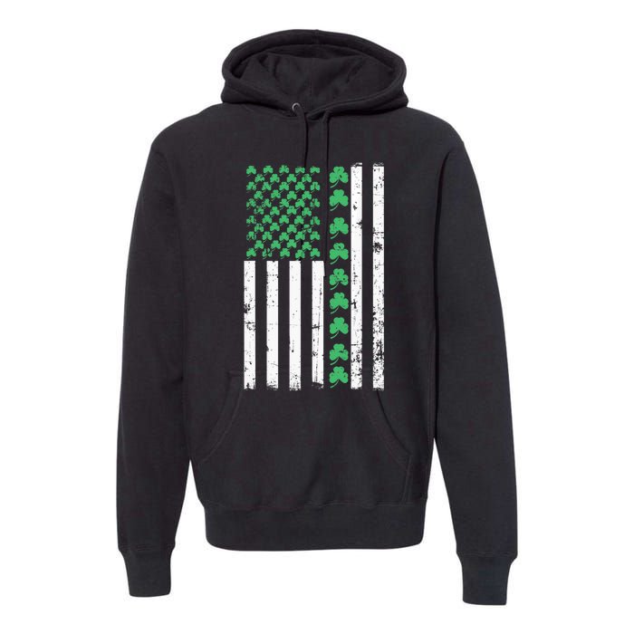 American Flag St Patricks Day Vintage Irish Lucky Premium Hoodie