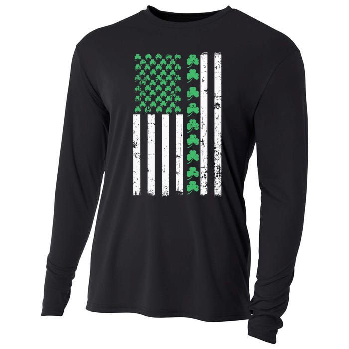 American Flag St Patricks Day Vintage Irish Lucky Cooling Performance Long Sleeve Crew