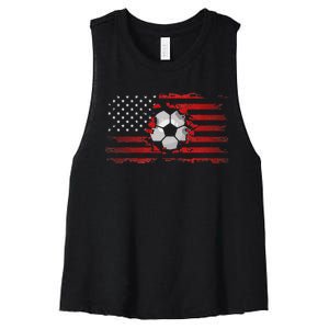 American Flag Soccer Apparel Soccer Women's Racerback Cropped Tank