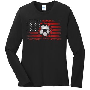 American Flag Soccer Apparel Soccer Ladies Long Sleeve Shirt