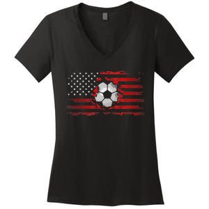 American Flag Soccer Apparel Soccer Women's V-Neck T-Shirt