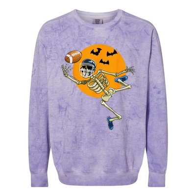 American Football Skeleton Halloween Men Football Fan Colorblast Crewneck Sweatshirt