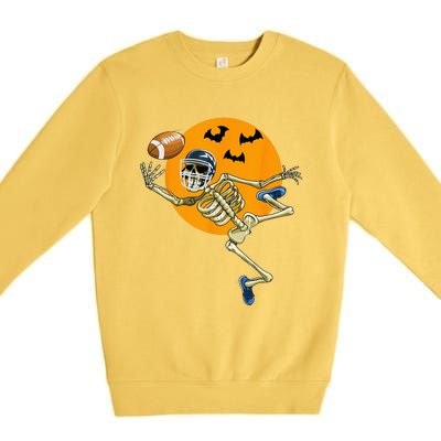 American Football Skeleton Halloween Men Football Fan Premium Crewneck Sweatshirt