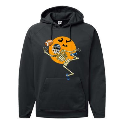 American Football Skeleton Halloween Men Football Fan Performance Fleece Hoodie