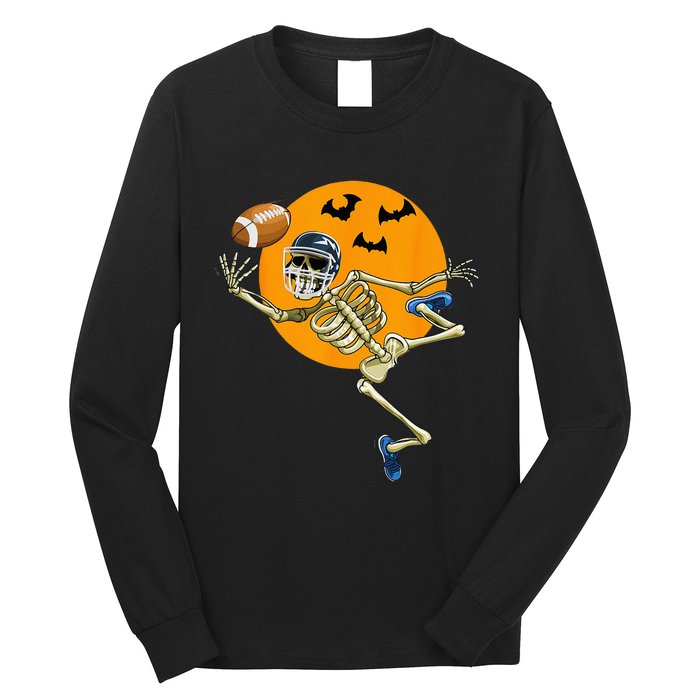 American Football Skeleton Halloween Men Football Fan Long Sleeve Shirt