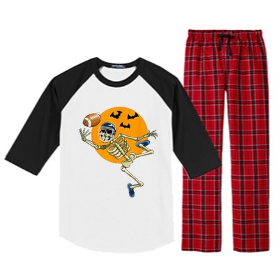 American Football Skeleton Halloween Men Football Fan Raglan Sleeve Pajama Set