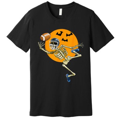 American Football Skeleton Halloween Men Football Fan Premium T-Shirt