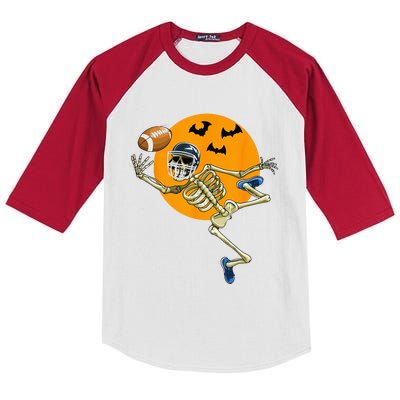 American Football Skeleton Halloween Men Football Fan Kids Colorblock Raglan Jersey