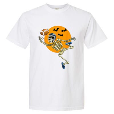 American Football Skeleton Halloween Men Football Fan Garment-Dyed Heavyweight T-Shirt